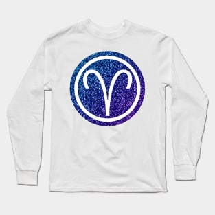 Blue Purple Glitter Zodiac - Aries Long Sleeve T-Shirt